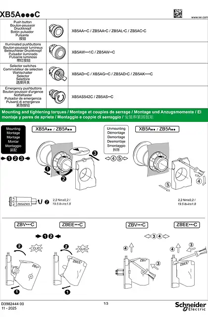schneider施耐德XB5A●●●C_ 说明书